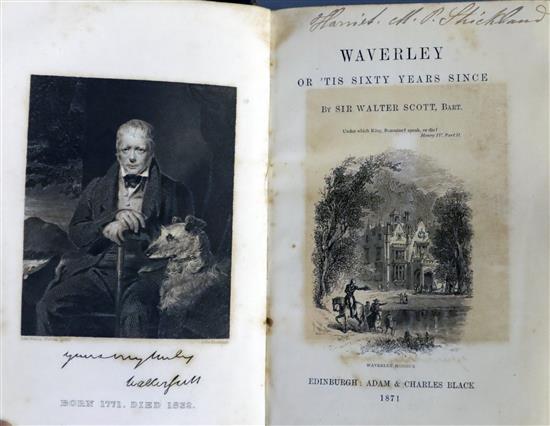 Scott, Sir Walter - Waverley Novels Centenary Edition, 22 of 25 vols, lacking vols 1,4 and 10, 8vo, half calf,